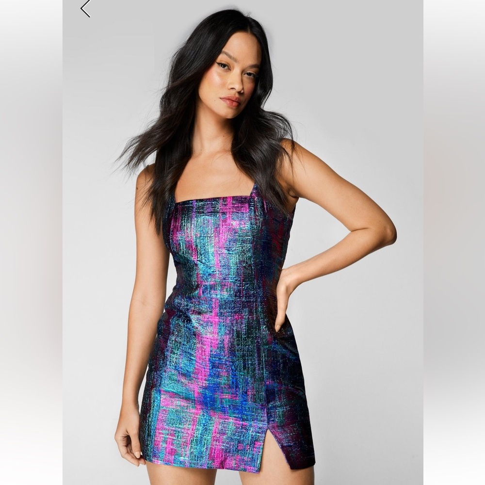 Nasty Gal Metallic Jacquard Mini Dress